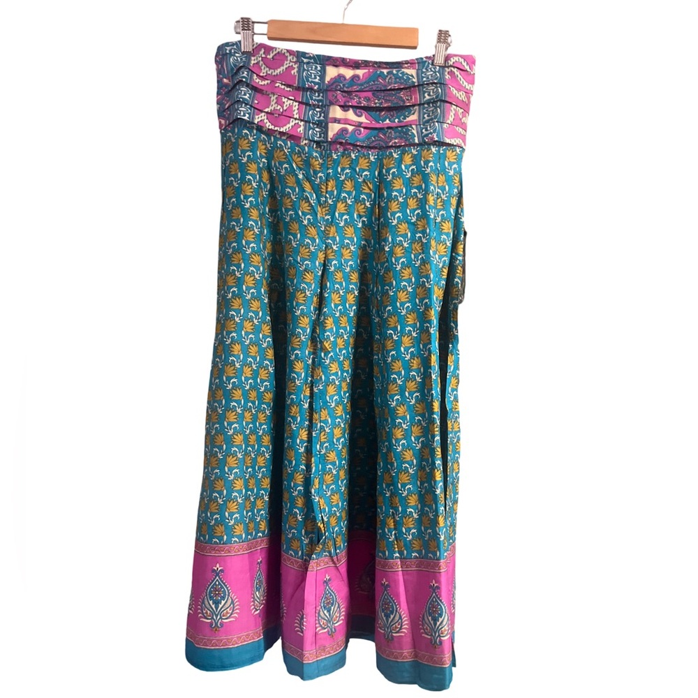 Bohemian Purple and Green Wide Leg Pants Made in India - Picture 1 of 8